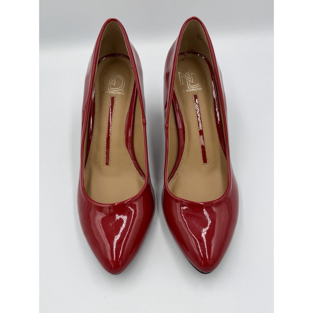 New Directions Dahlia Red Patent Pumps Women's 8.5 Pointed Toe Heel 3" Classic - Picture 2 of 8